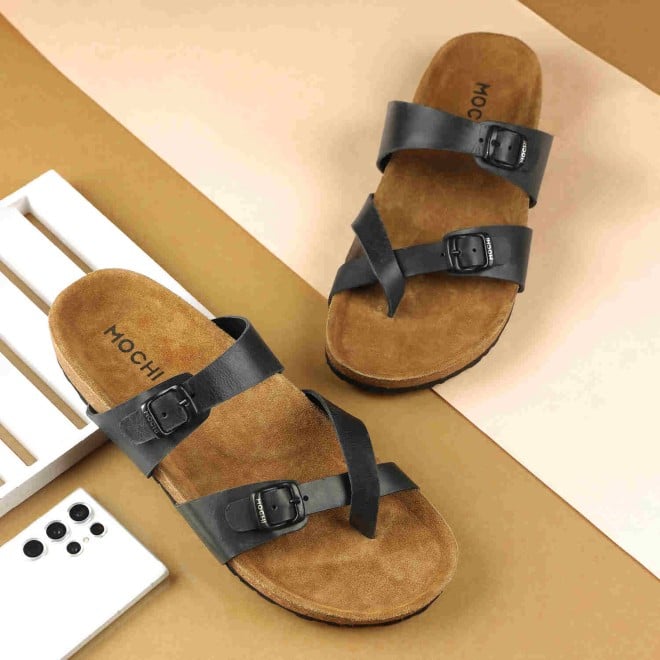 Mochi Men Black Casual Slippers (SKU: 16-1026-11-40)