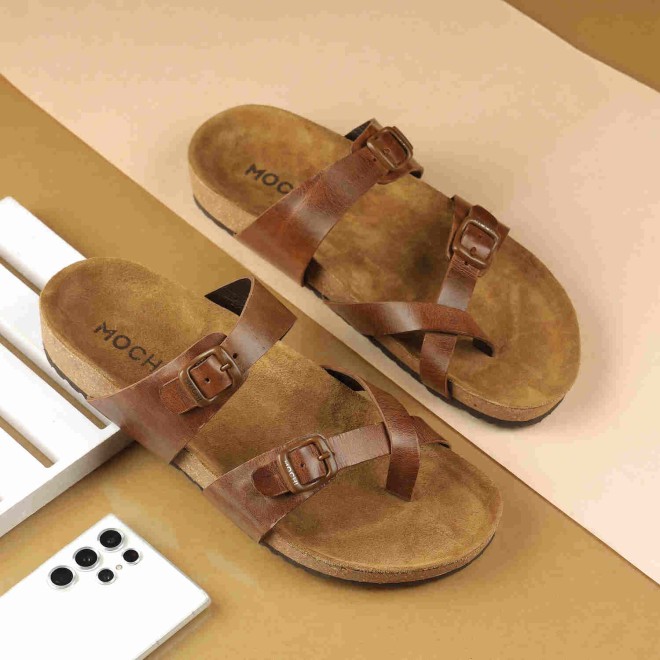 Mochi Men Tan Casual Slippers