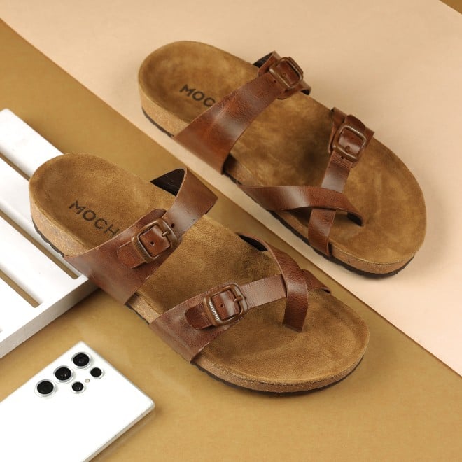 Mochi Men Tan Casual Slippers