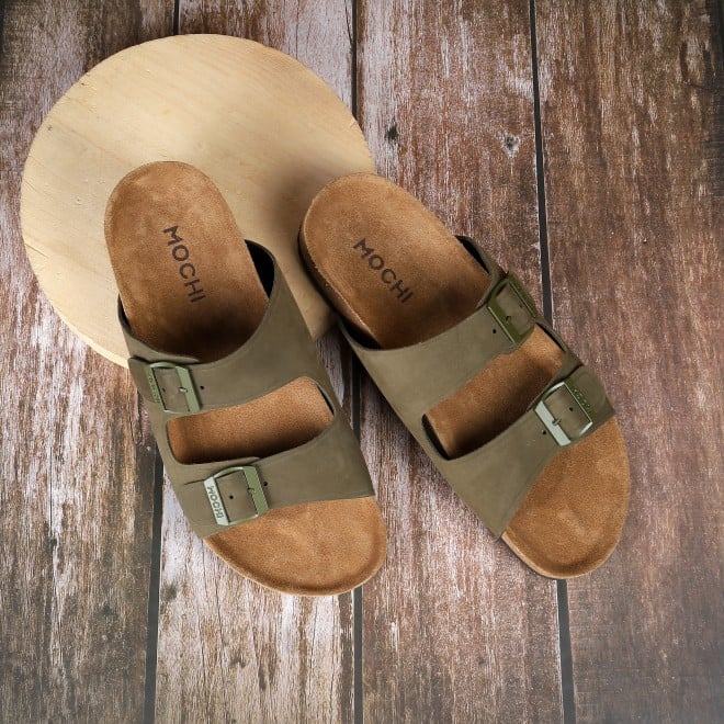 Mochi Men Olive Casual Slippers