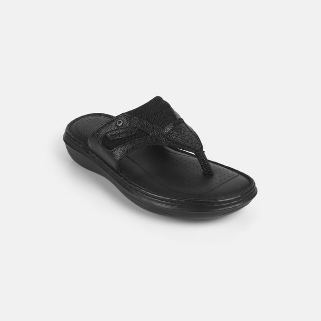 Mochi Men Black Casual Slippers
