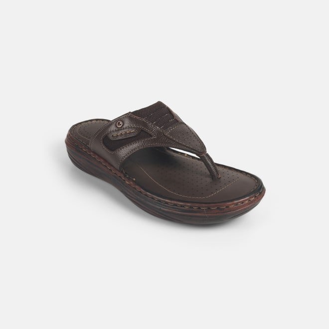 Mochi Men Brown Casual Slippers