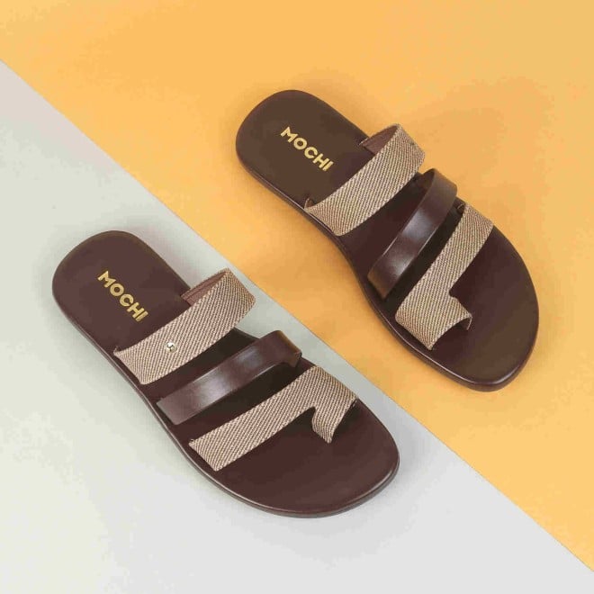 Mochi Men Brown Casual Slippers & Flip Flops (SKU: 16-1041-12-40)