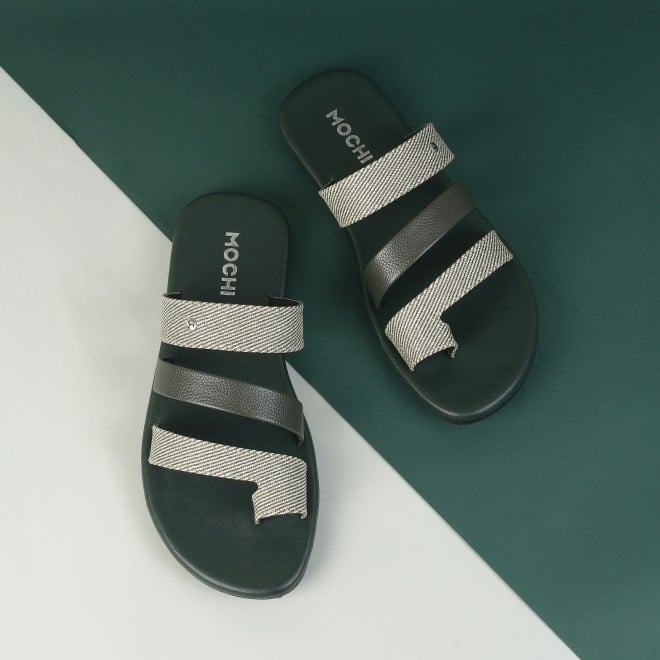 Mochi Men Green Casual Slippers & Flip Flops