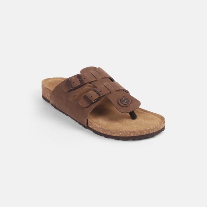 Mochi Men Brown Casual Slippers