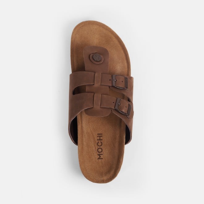 Mochi Men Brown Casual Slippers (SKU: 16-1063-12-40)