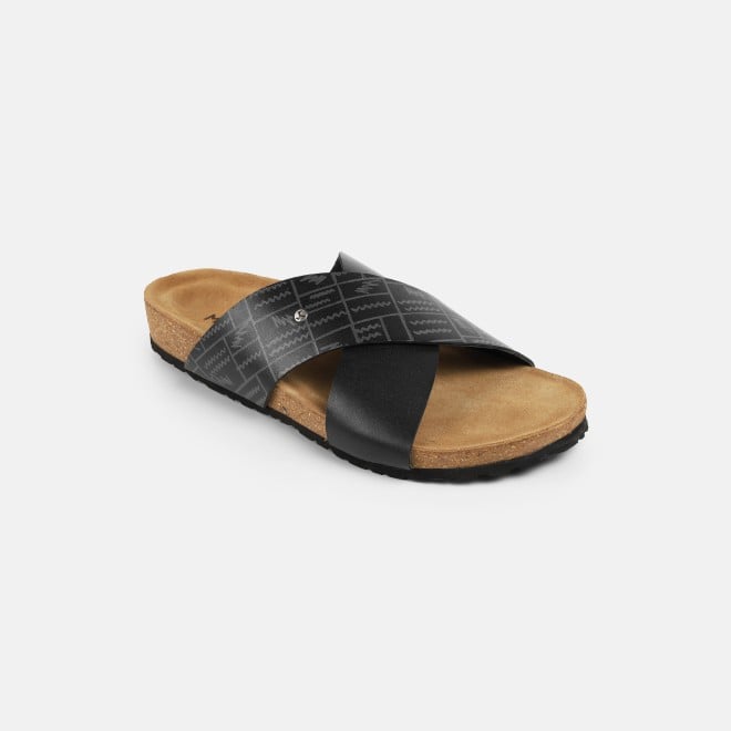 Mochi Men Black Casual Slippers