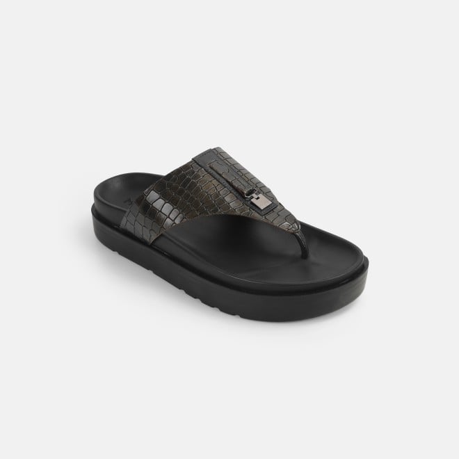 Mochi Men Black Casual Slippers