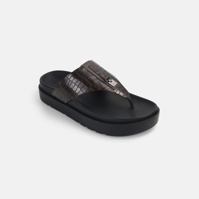Mochi Men Brown Casual Slippers