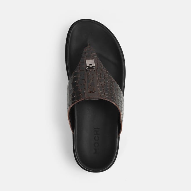Mochi Men Brown Casual Slippers (SKU: 16-1098-12-40)