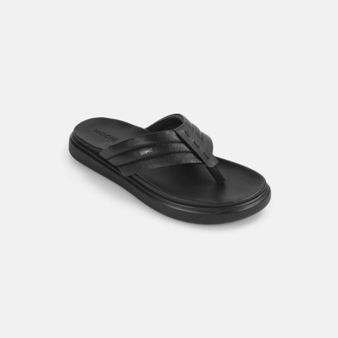 Mochi Men Black Casual Slippers