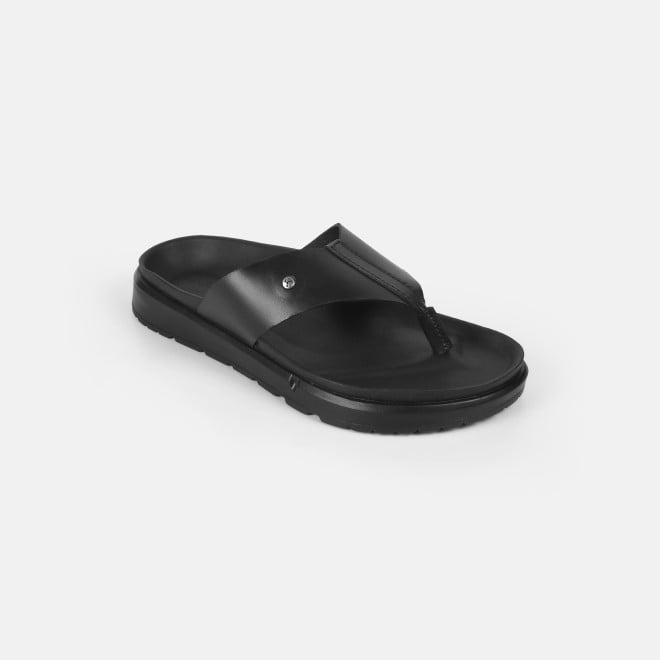 Mochi Men Black Casual Slippers