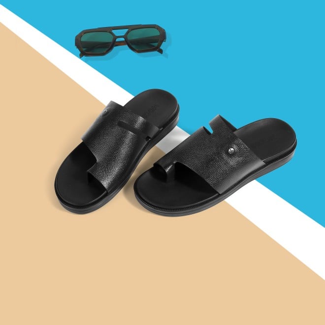 Mochi Men Black Casual Slippers