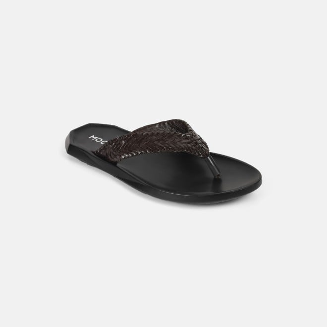 Mochi Men Brown Casual Slippers
