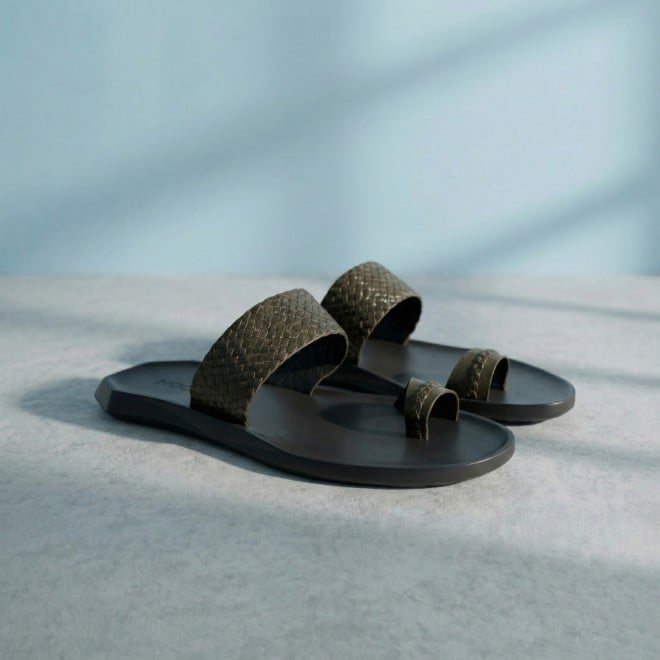 Mochi Men Olive Casual Slippers
