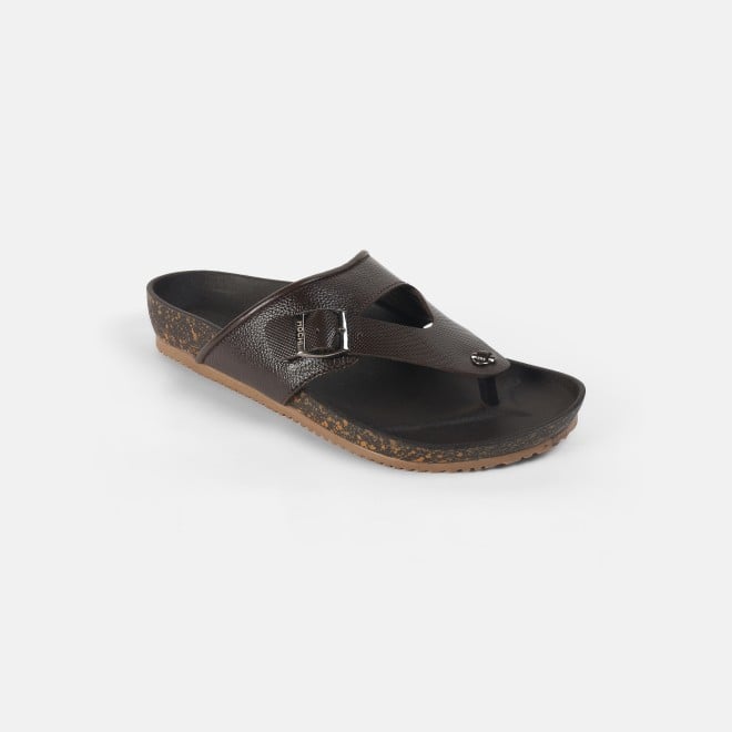 Mochi Men Brown Casual Slippers