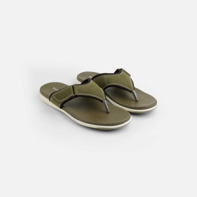Mochi Men Olive Casual Slippers (SKU: 16-1132-49-40)