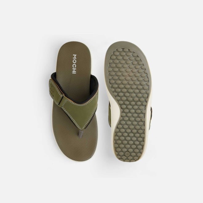 Mochi Men Olive Casual Slippers (SKU: 16-1132-49-40)
