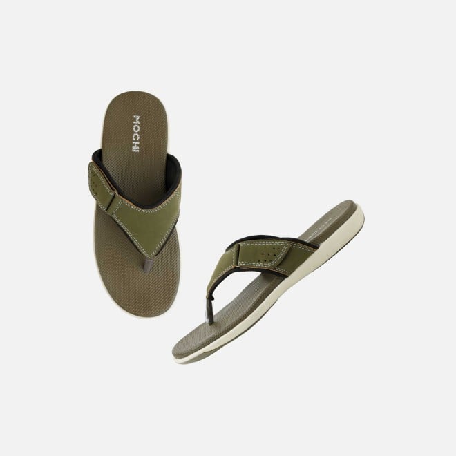 Mochi Men Olive Casual Slippers (SKU: 16-1132-49-40)