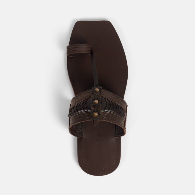 Mochi Men Brown Ethnic Kolhapuris (SKU: 16-1142-12-40)