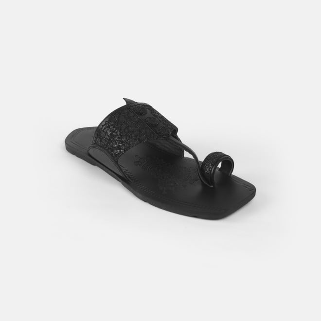 Mochi Men Black Ethnic Kolhapuris (SKU: 16-1144-11-40)