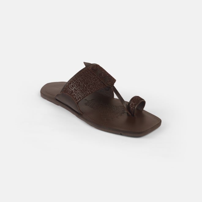 Mochi Men Brown Ethnic Kolhapuris (SKU: 16-1144-12-40)