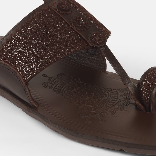 Mochi Men Brown Ethnic Kolhapuris (SKU: 16-1144-12-40)