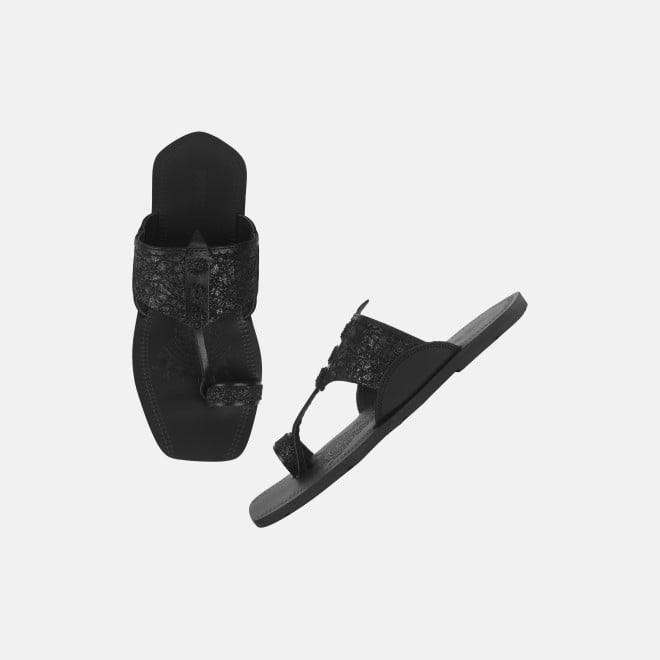 Mochi Men Black Ethnic Kolhapuris (SKU: 16-1144-11-40)