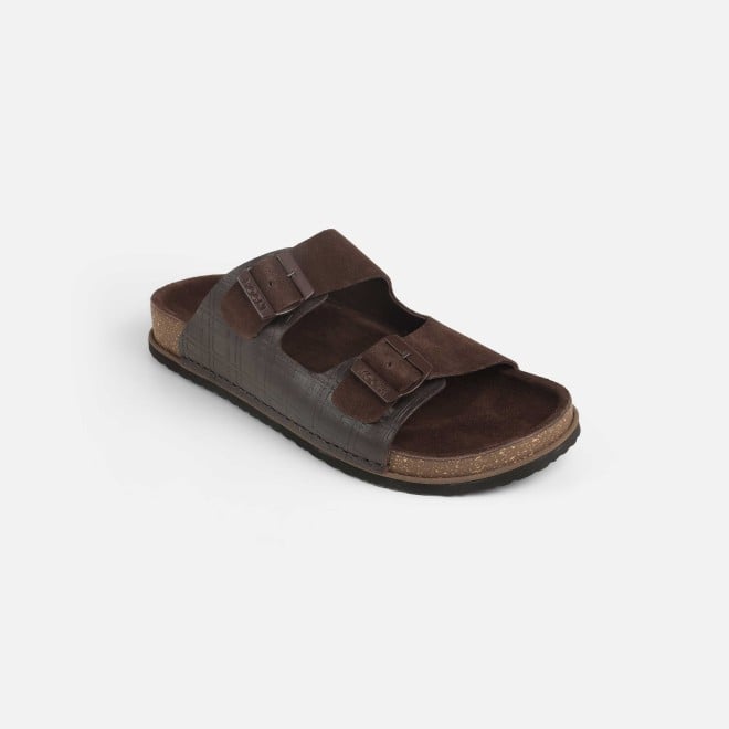 Mochi Men Brown Casual Slippers