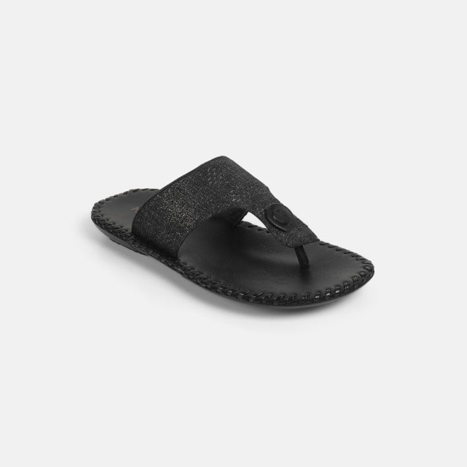 Mochi Men Black Casual Slippers