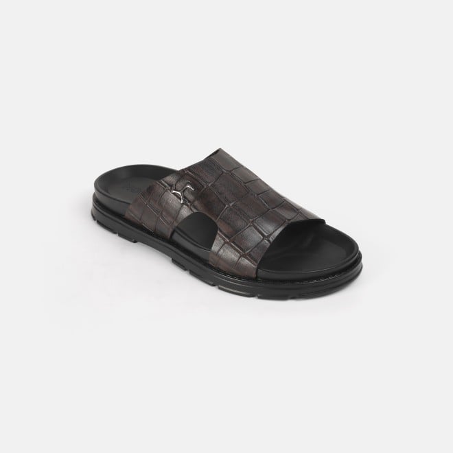 Mochi Men Brown Casual Slippers