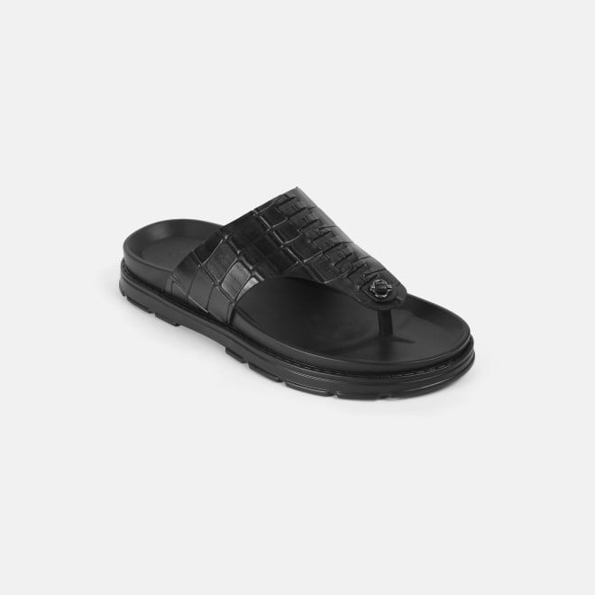 Mochi Men Black Casual Slippers