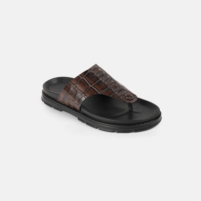 Mochi Men Brown Casual Slippers