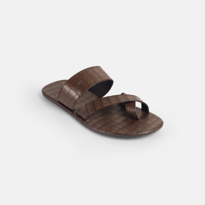 Mochi Men Brown Casual Slippers