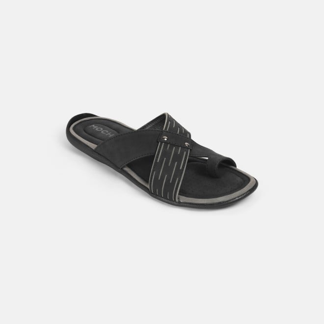 Mochi Men Black Casual Slippers