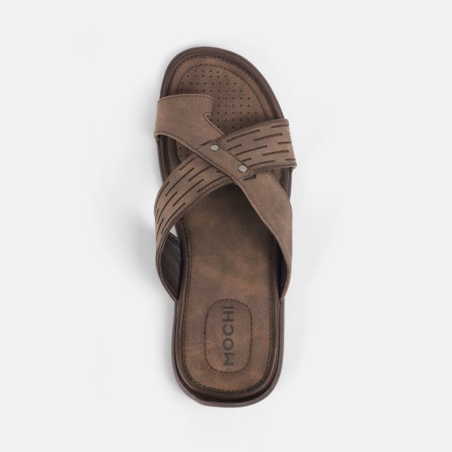 Mochi Men Brown Casual Slippers (SKU: 16-1184-12-40)