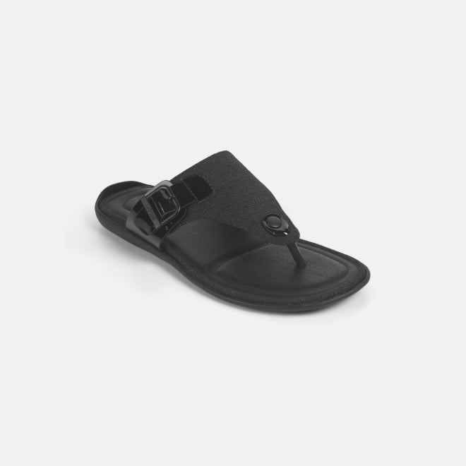 Mochi Men Black Casual Slippers