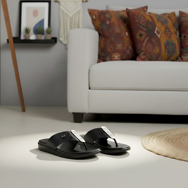 Mochi Men Black Casual Slippers