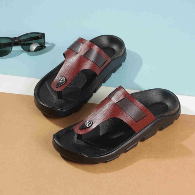 Mochi Men Maroon Casual Slippers (SKU: 16-1199-44-40)