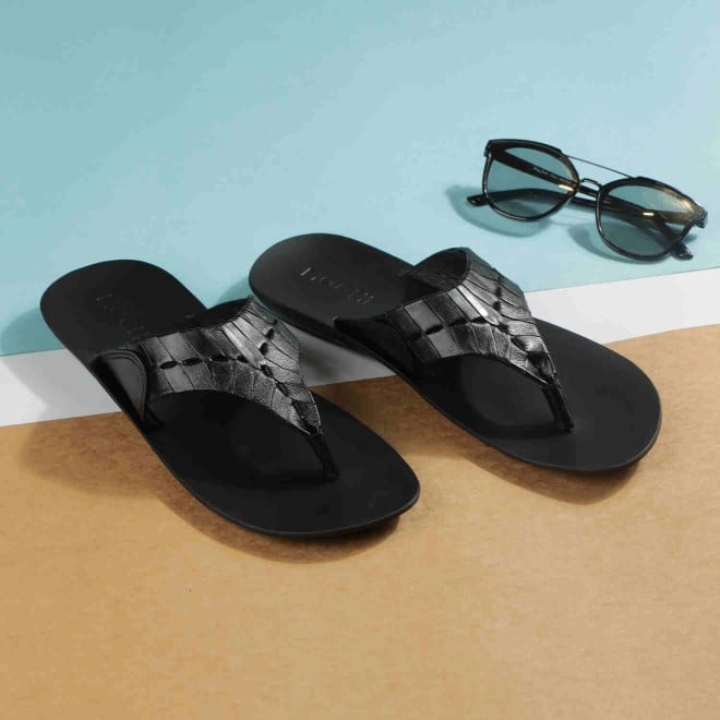 Mochi Men Black Casual Slippers