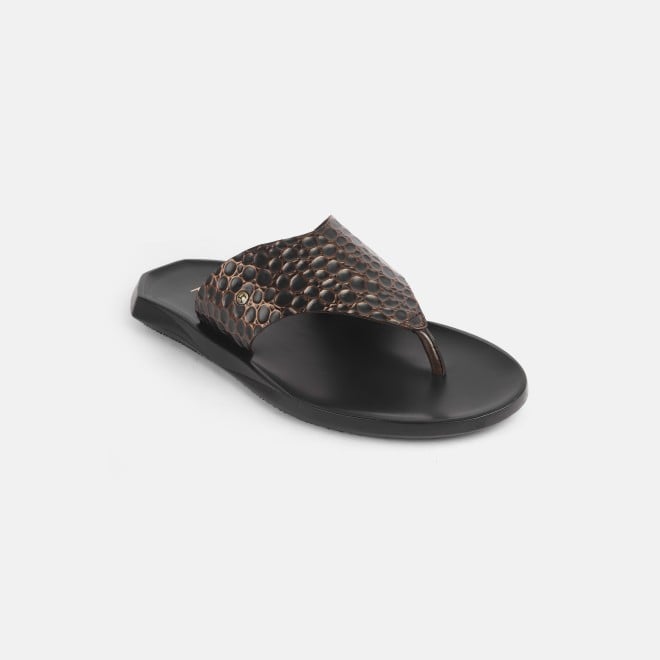 Mochi Men Brown Casual Slippers