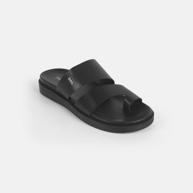 Mochi Men Black Casual Slippers