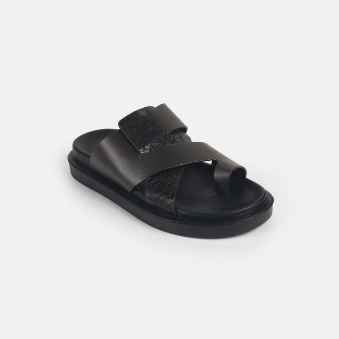 Mochi Men Brown Casual Slippers