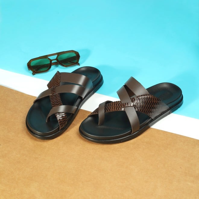 Mochi Men Brown Casual Slippers (SKU: 16-1212-12-40)