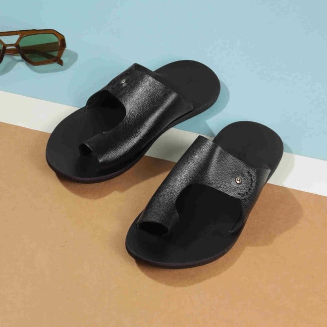Mochi Men Black Casual Slippers
