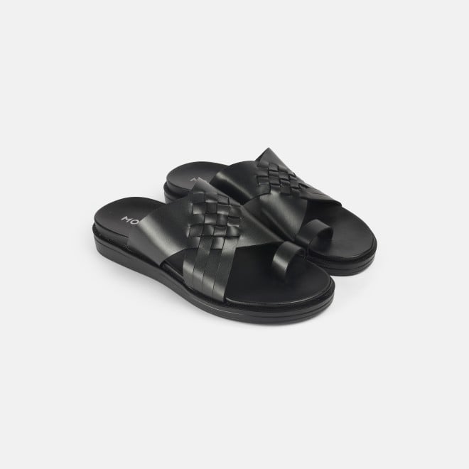 Mochi Men Black Casual Slippers (SKU: 16-1215-11-40)