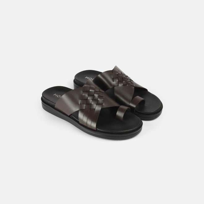 Mochi Men Brown Casual Slippers (SKU: 16-1215-12-40)