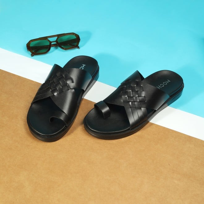 Mochi Men Black Casual Slippers (SKU: 16-1215-11-40)