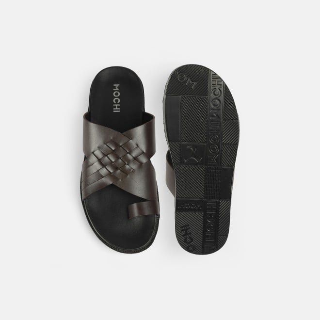 Mochi Men Brown Casual Slippers (SKU: 16-1215-12-40)