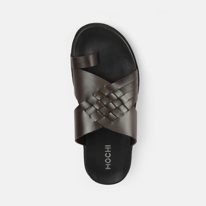 Mochi Men Brown Casual Slippers (SKU: 16-1215-12-40)